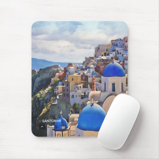 Oia, Santorini. Griechenland.Ölgemälde. Geschenk M Mousepad (Mit Mouse)