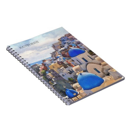 Oia, Santorini. Griechenland.Ölgemälde. Geschenkpa Notizblock (Rechte Seite)
