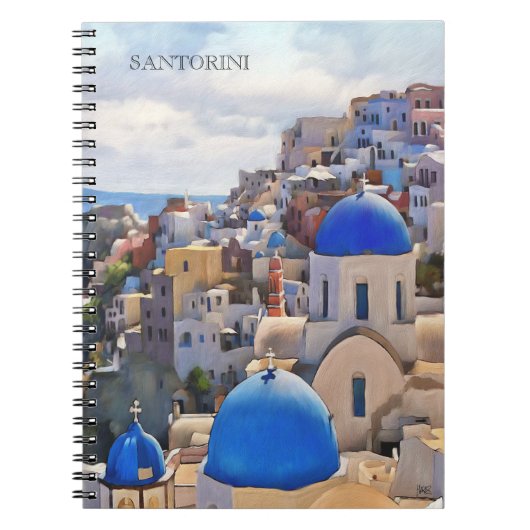 Oia, Santorini. Griechenland.Ölgemälde. Geschenkpa Notizblock (Vorderseite)