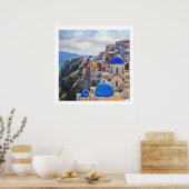 Oia, Santorini. Griechenland. Ölgemälde. Poster (Küche)