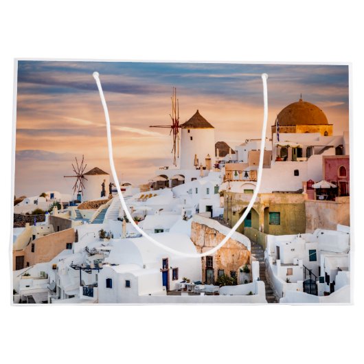 Oia Santorini Große Geschenktüte (Rückseite)