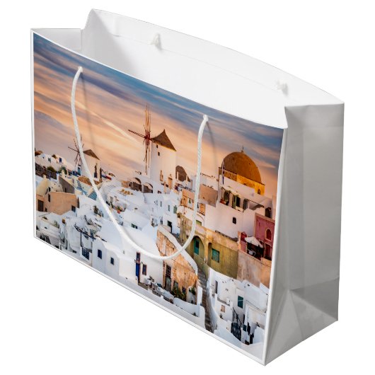 Oia Santorini Große Geschenktüte (Rückseite Schrägansicht)
