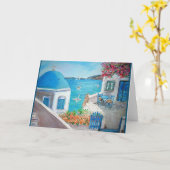 Oia, Santorini Gruß-Karte Karte (Gelbe Blume)