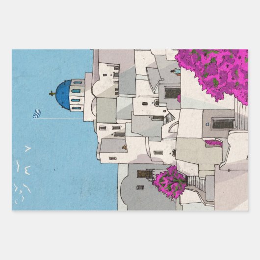 Oia Santorini Insel Griechenland Whimsical Illustr Geschenkpapier Set (Vorderseite 2)