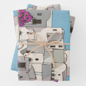 Oia Santorini Insel Griechenland Whimsical Illustr Geschenkpapier Set (Beispiel)