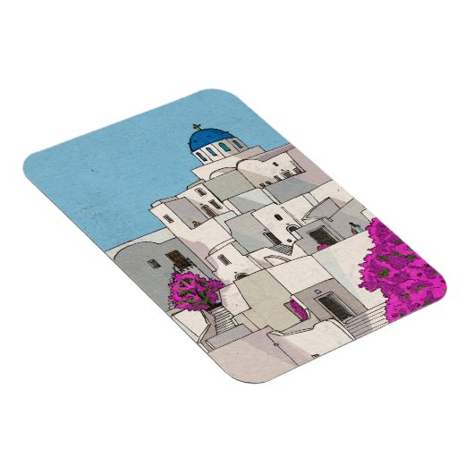 Oia Santorini Insel Griechenland Whimsical Illustr Magnet (Rechte Seite)