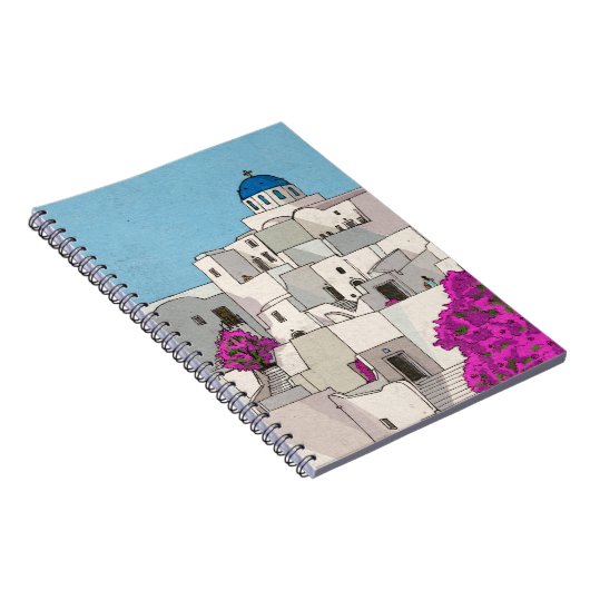 Oia Santorini Insel Griechenland Whimsical Illustr Notizblock (Rechte Seite)