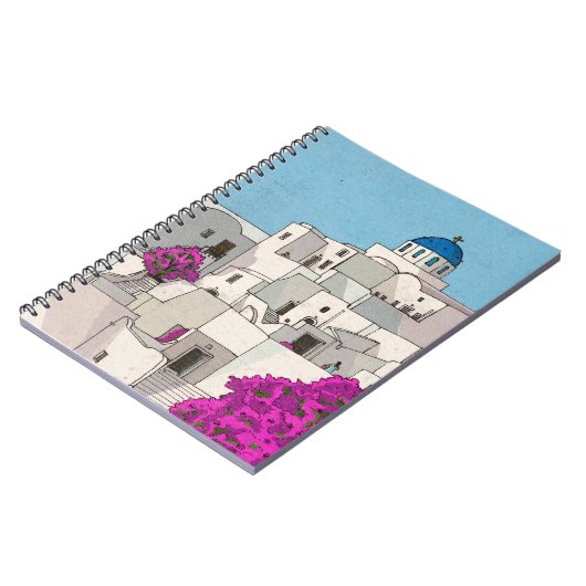 Oia Santorini Insel Griechenland Whimsical Illustr Notizblock (Linke Seite)