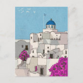 Oia Santorini Insel Griechenland Whimsical Illustr Postkarte (Vorderseite)