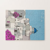 Oia Santorini Insel Griechenland Whimsical Illustr Puzzle (Horizontal)