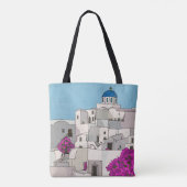 Oia Santorini Insel Griechenland Whimsical Illustr Tasche (Rückseite)