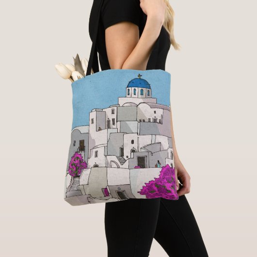 Oia Santorini Insel Griechenland Whimsical Illustr Tasche (Von Nahem)