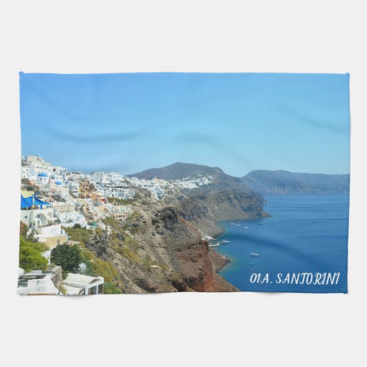 Oia, Santorini-Landschaft Geschirrtuch (Horizontal)