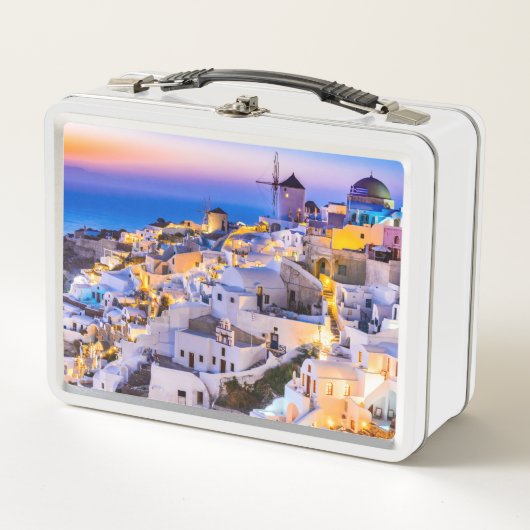 Oia Santorini Metall Brotdose (Vorderseite)