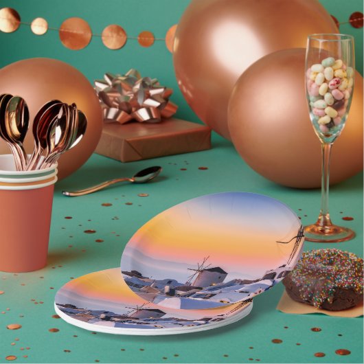 Oia, Santorini Pappteller (Multi)