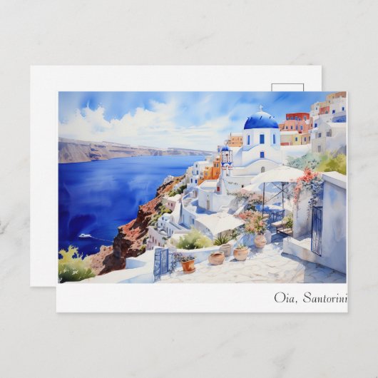 Oia Santorini Postkarte (Vorne/Hinten)