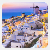 Oia Santorini Quadratischer Aufkleber (Vorderseite)
