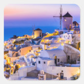 Oia Santorini Quadratischer Aufkleber (Vorderseite)