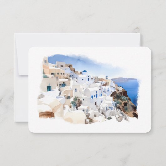 Oia Village auf Santorini Island Wedding RSVP/Antw Einladung (Rückseite)