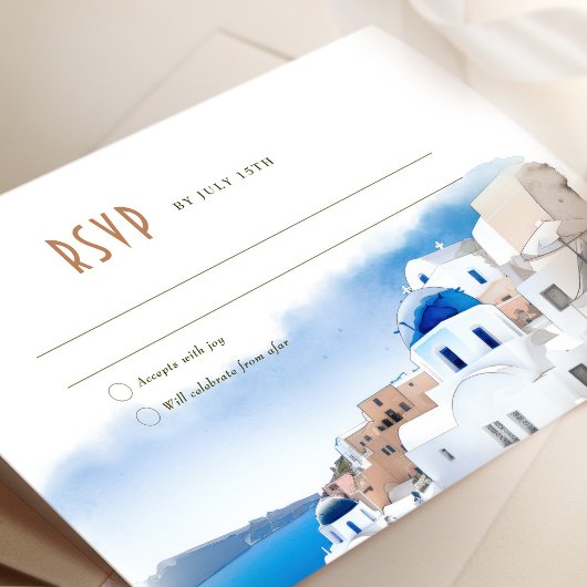 Oia Village auf Santorini Island Wedding RSVP/Antw Einladung