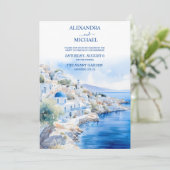 Oia Village Santorini Insel Griechenland Hochzeit Einladung (Stehend Vorderseite)