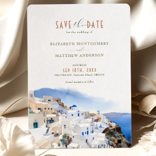 Oia Village Santorini Save the Date Hochzeit Itali Einladung
