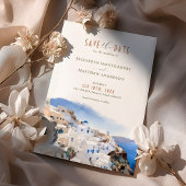 Oia Village Santorini Save the Date Hochzeit Itali Einladung