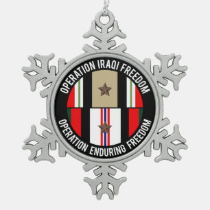 OIF - OEF 1 Stern Schneeflocken Zinn-Ornament