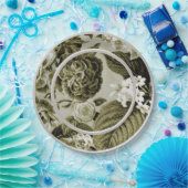 OIive grünes BlumenToile No.1 Pappteller (Party)