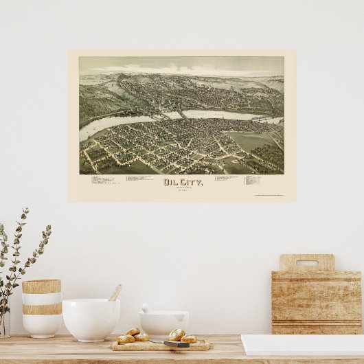 Oil City, PA Panoramic Map - 1896 Poster (Küche)