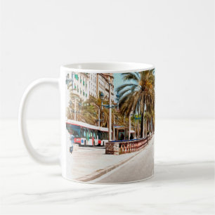 Oil paint. Imitation. Illustration. Broad street a Kaffeetasse