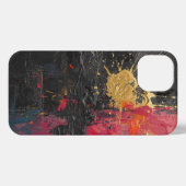 Oil Paint Splash Design Black, Red, Gold iPhone Hülle (Rückseite (Horizontal))