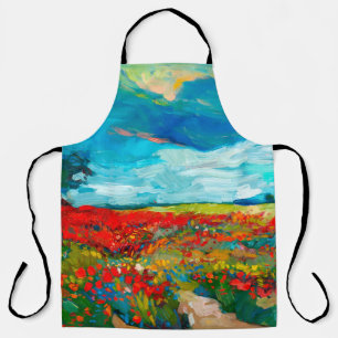 oil painting of fields of flowers on canvas. Coun Schürze