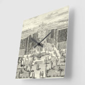 Oil Painting of Fountains at Garden of Versailles Quadratische Wanduhr (Winkel)