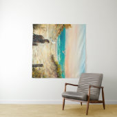  oil painting of ocean beach dunes with seagulls o wandteppich (Beispiel (Horizontal))