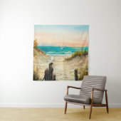  oil painting of ocean beach dunes with seagulls o wandteppich (Beispiel)