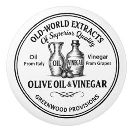 Oil Vinegar Label Vintage Typography Ceramic Knob Keramikknauf