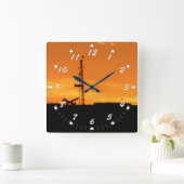 Oil Workover Rig White Numbers Quadratische Wanduhr (Zuhause)