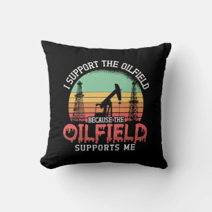 Oilfield Worker I unterstützt das Retro-Programm f Kissen
