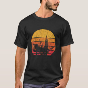 Öilfield Worker Retro Vintag Sunset Oil Rig Oildr T-Shirt