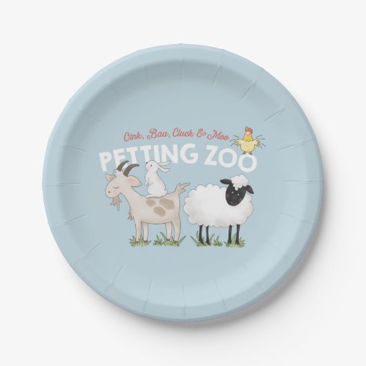 Oink Baa Cluck Moo Kinder's Birthday Paper Plate Pappteller (Vorderseite)
