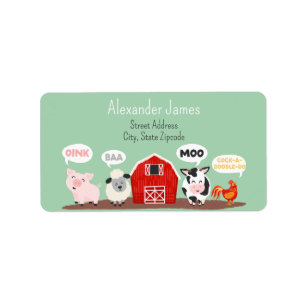 Oink Baa Moo Bauernhof Tier Süß Personalisiert Adressaufkleber