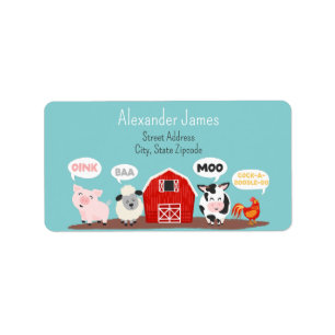 Oink Baa Moo Bauernhof Tier Süß Personalisiert Adressaufkleber