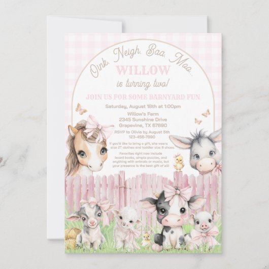 Oink Baa Moo Birthday Invitation Einladung (Vorderseite)