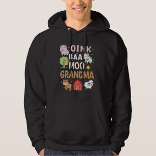 Oink Baa Moo Grandma Barnyard Farm 2. Geburtstag B Hoodie