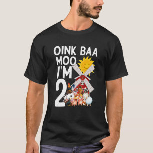 Oink Baa Moo Ich bin 2 gefeiert Geborene Kind Birt T-Shirt