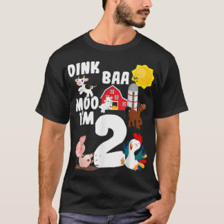 Oink Baa Moo Im 2 Farm Animals Thema Birthda T-Shirt