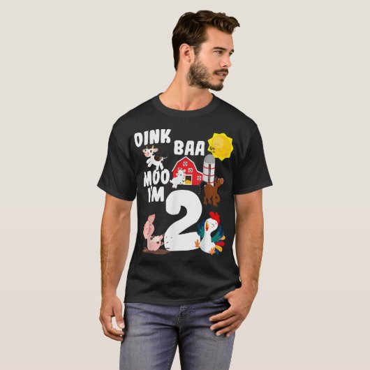 Oink Baa Moo Im 2 Farm Animals Thema Birthda T-Shirt (Vorne ganz)