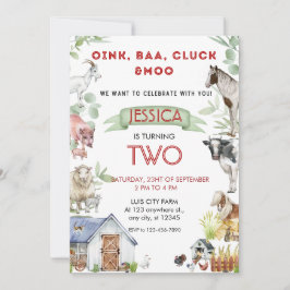 Oink Baa Moo Niedliche Landtiere Geburtstag Einladung