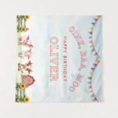 Oink Baa Moo Niedliche Landtiere glücklich Geburts Wandteppich (Vorderseite (Horizontal))